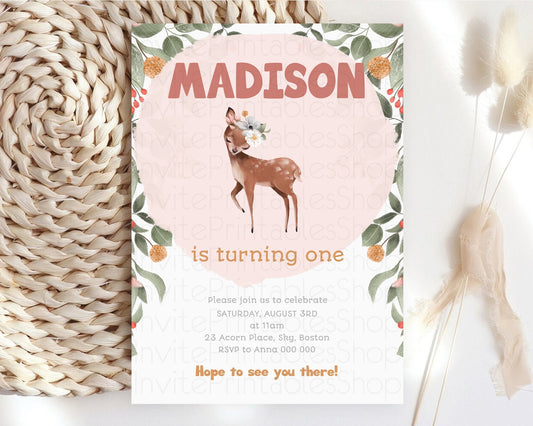 Editable Fawn Birthday Invitation Deer Birthday Invitation Enchanted Forest