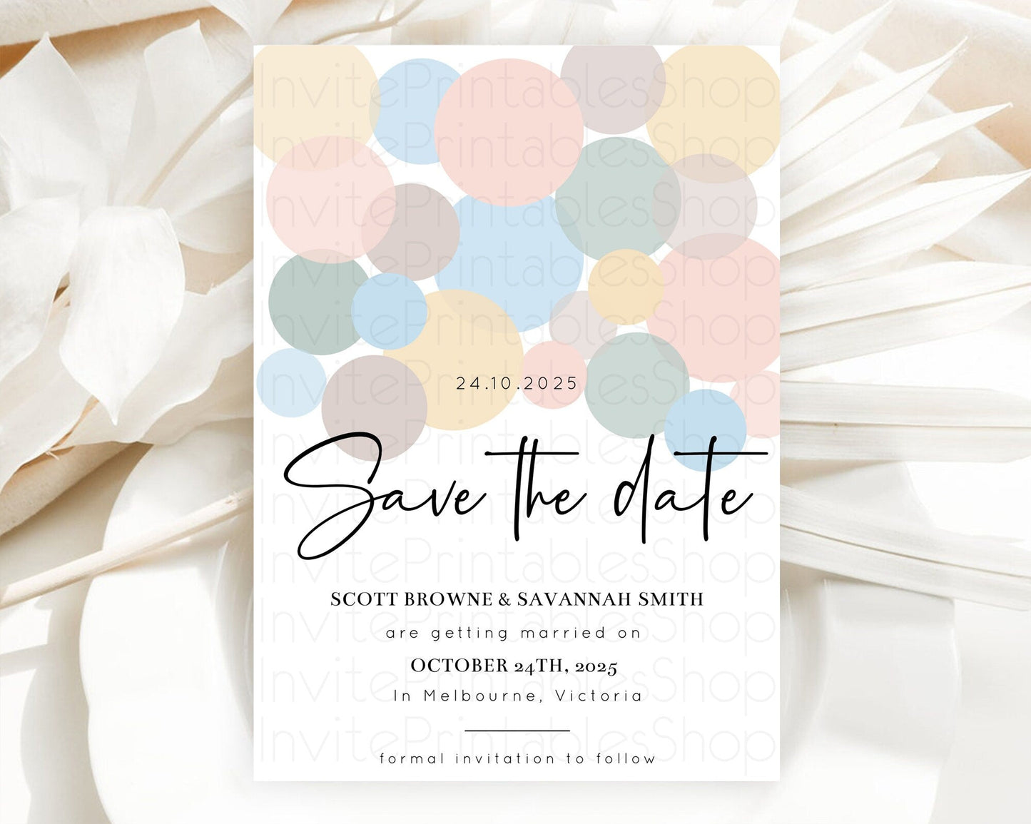 Pastel Confetti Save The Date Template Rainbow Colorful Sprinkles Party For 1st Birthday Baptism Baby Shower Wedding Bridal Shower D10602