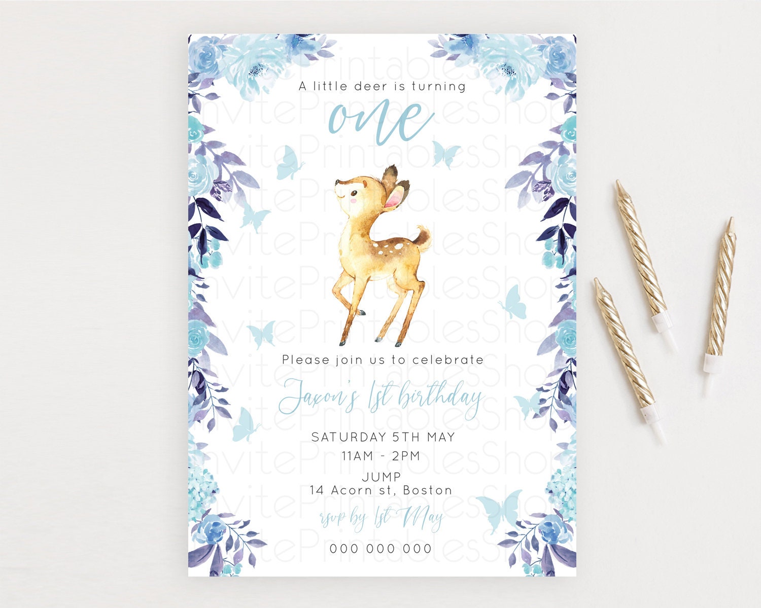Editable Fawn Birthday Invitation Deer Birthday Invitation Enchanted Forest