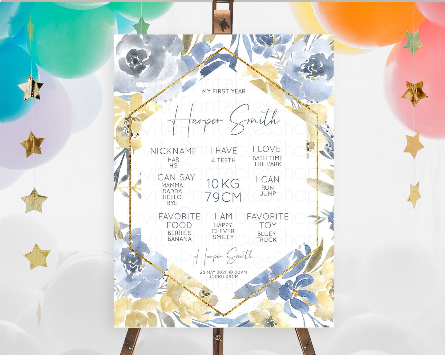 Secret Garden Milestone Board Wildflower First Birthday Milestone Poster Pastel Flowers Milestone Boho Wildflower 1st Birthday Sign D10782