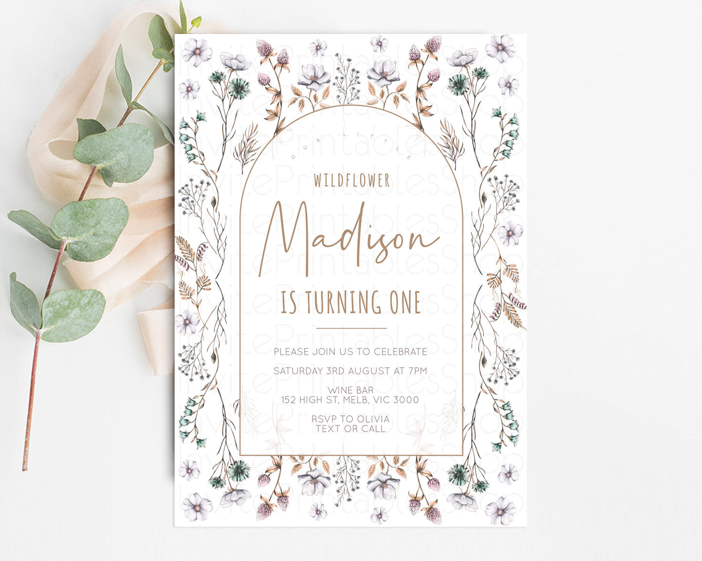 Wildflower Birthday Invitation Floral Invite Enchanted Garden Invite Secret Garden Invite Garden Tea Party Boho Wild One 1st 2nd 3rd 587v2