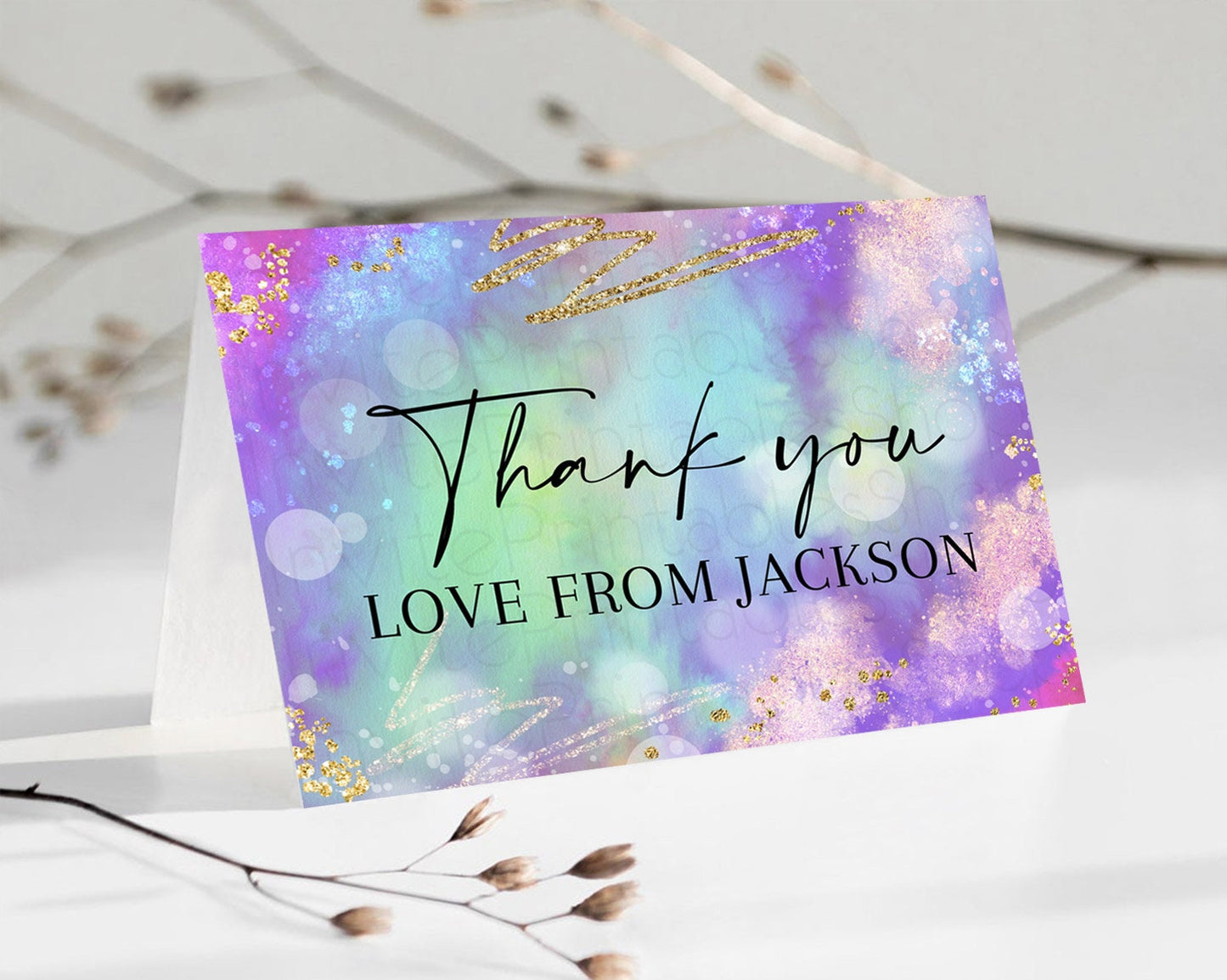 Tie Dye Thank You Rainbow Tie Dye Thank You Card Pastel Birthday Thank You Colorful Pastel Cards Rainbow Teacher Thank You Card D10680