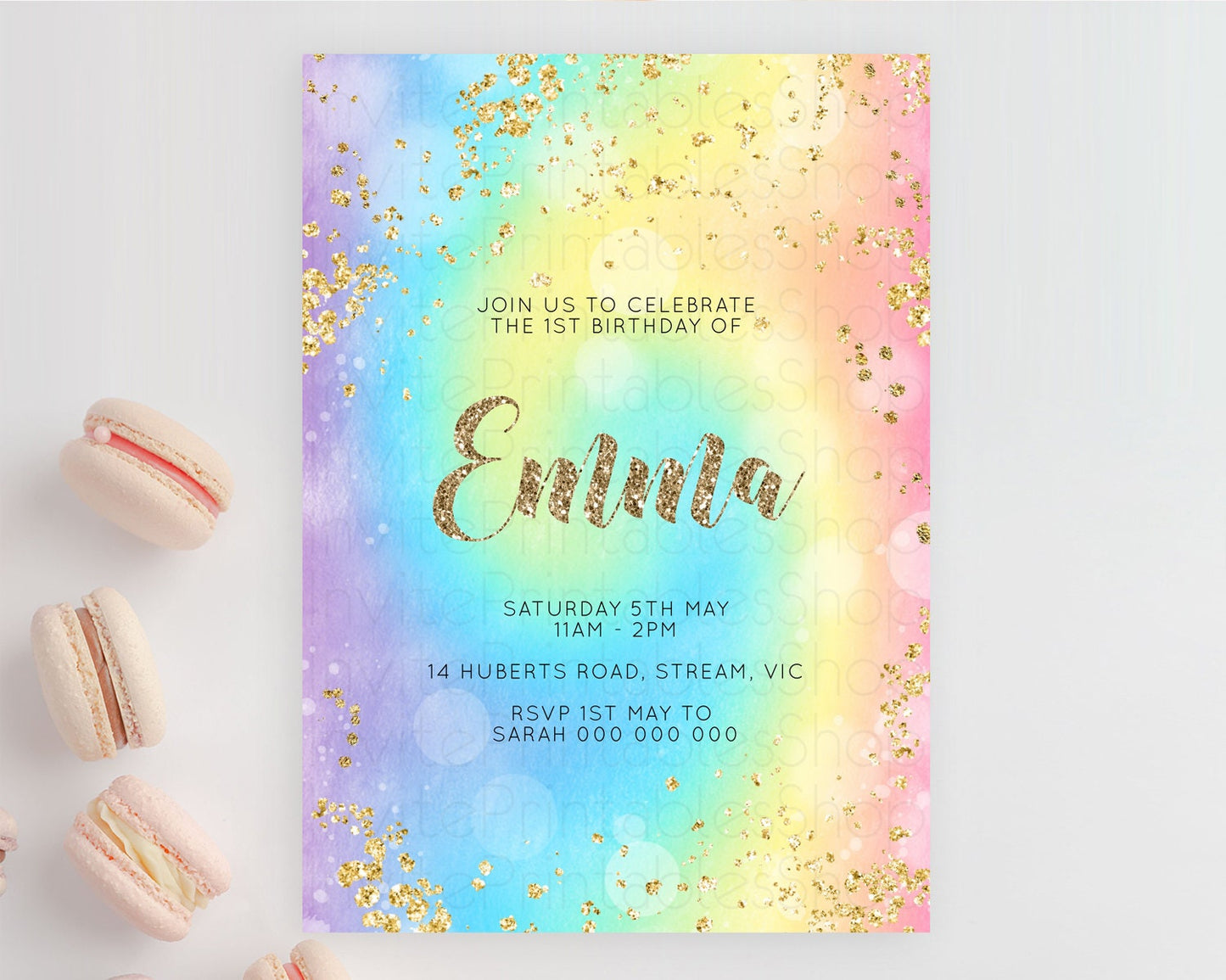 Tie Dye Invitation Rainbow Birthday Invitation Pastel Invitation Colorful Invitation Pastel Rainbow Party 3rd 2nd 1st First Birthday D10568