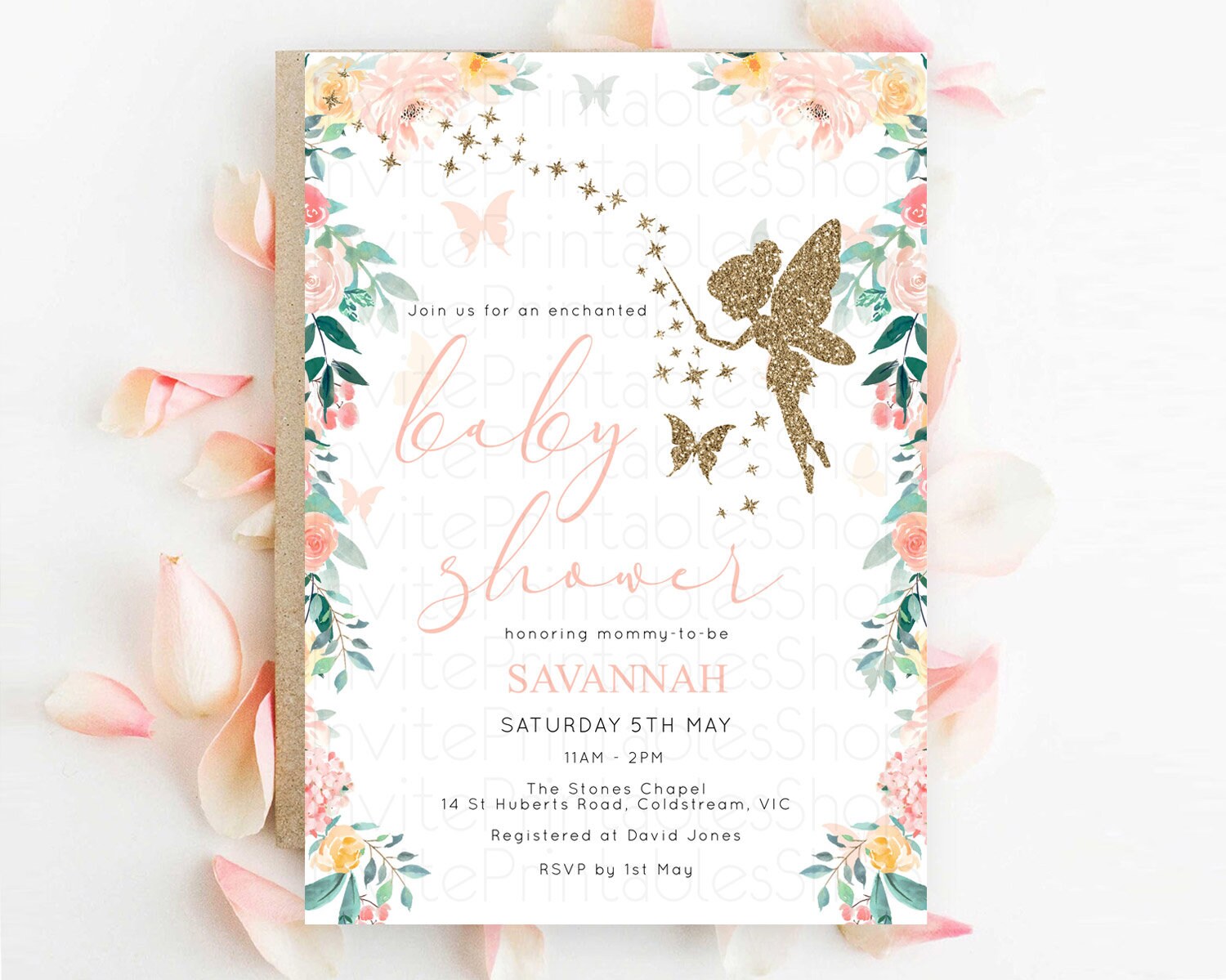 Editable Fairy Baby Shower Invitation Pastel Fairy Invites Fairy Tea Party F