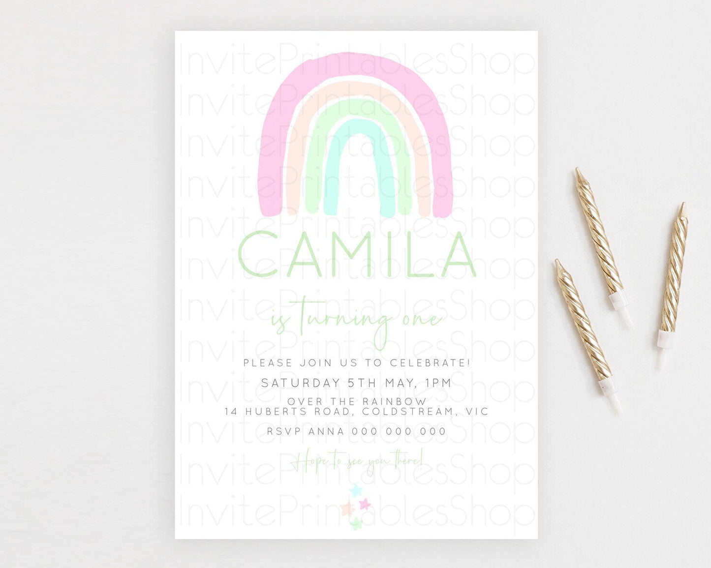Pastel Rainbow Birthday Invitation Pastel Rainbow Invitation Rainbow Invitation Pastel Invitation Boho Rainbow 1st First Birthday D23100