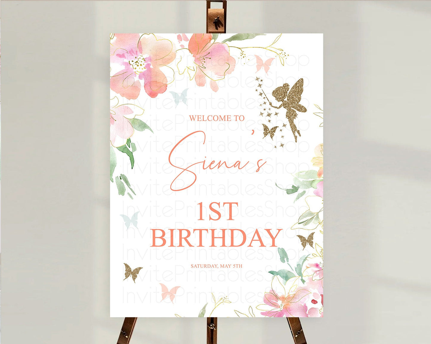 Fairy Welcome Sign Fairy Welcome Board Enchanted Garden Pastel Floral Butterfly Decor Secret Garden First Birthday Welcome Sign D10934