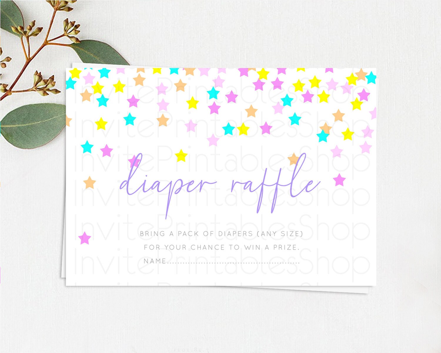 Editable Pastel Star Diaper Raffle Card Shooting Star Diaper Raffle Insert T