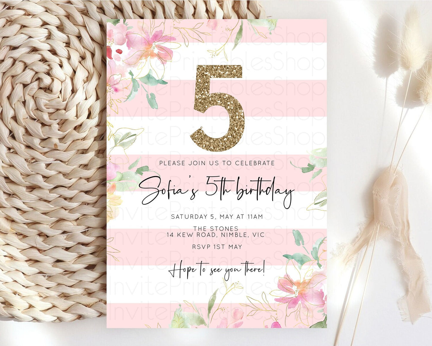 Secret Garden Invitation Wildflower Birthday Invitation Pastel Flowers Invite Enchanted Garden Boho Floral 3rd 2nd First Birthday D10300