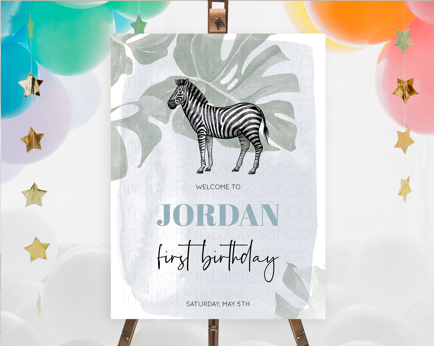 Zebra Welcome Sign Zebra Welcome Board Zebra Welcome Poster Safari Décor Dried Palm Fern Zoo Party Zebra First Birthday Welcome Sign D10814