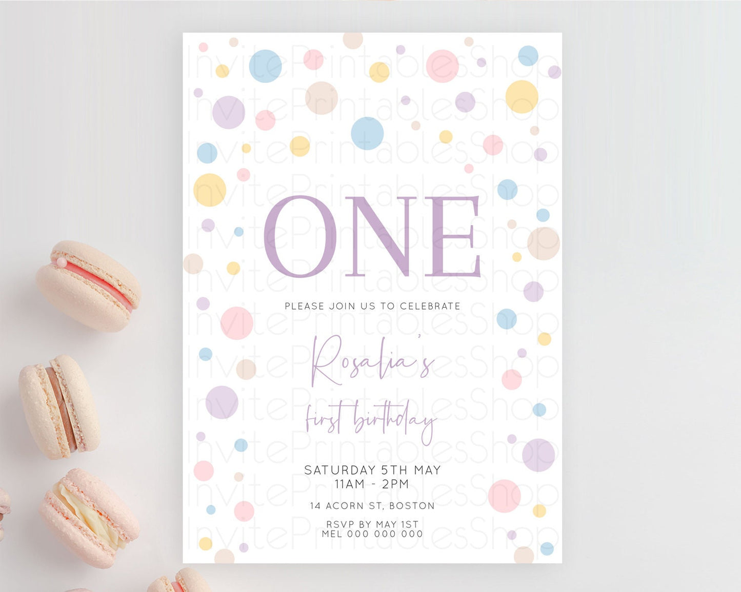 Pastel Birthday Invitation Pastel Confetti Birthday Invitation Bubbles Invitation Colorful Rainbow Confetti 2nd 1st First Birthday D10759