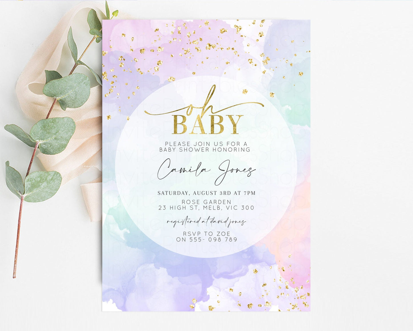 Pastel Baby Shower Invitation Rainbow Baby Shower Invitation Watercolor Ombre Invitation Rainbow Pastel Invite Colorful Glitter Shower 599v2