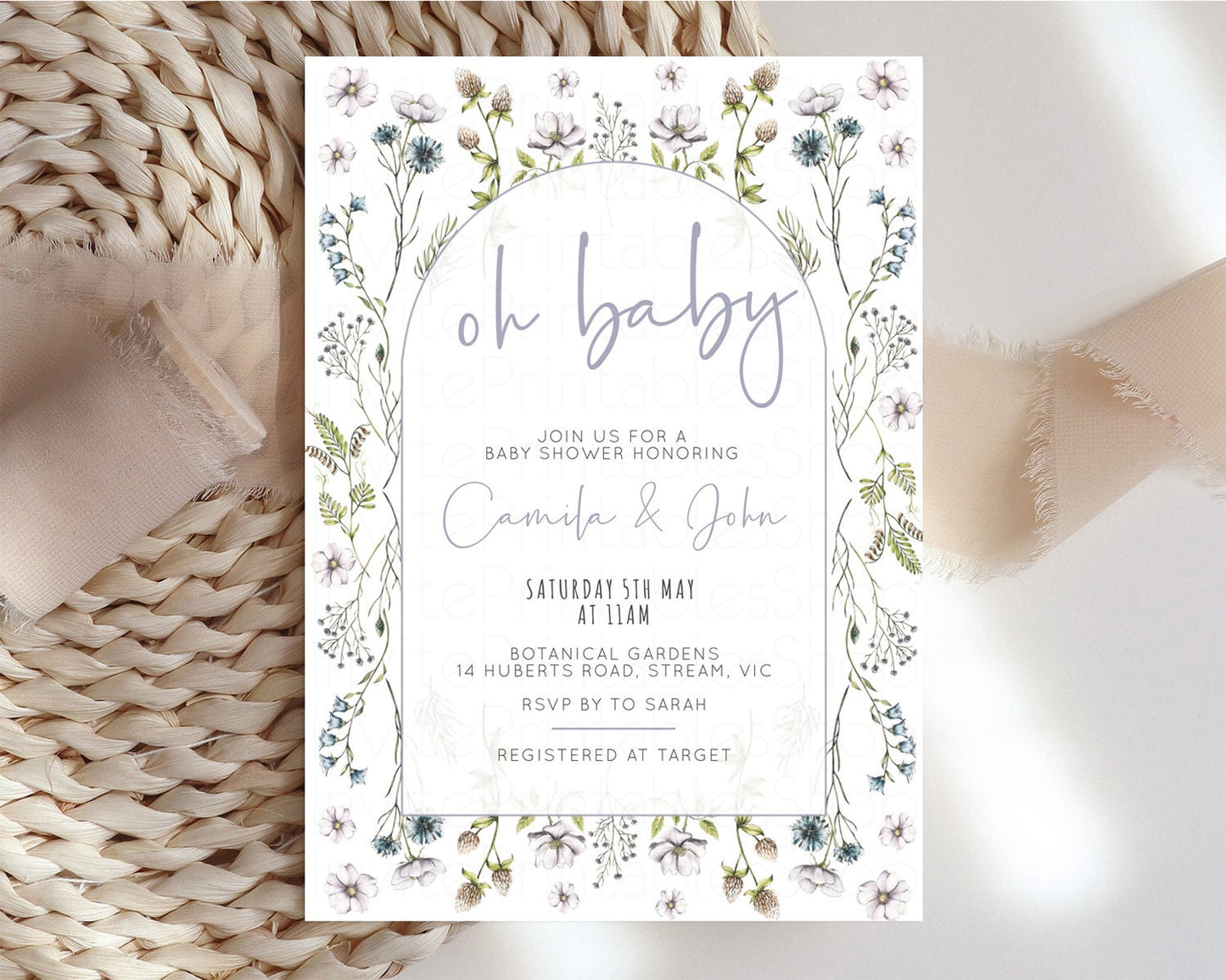 Secret Garden Baby Shower Invitation Enchanted Garden Shower Invitation Whimsical Floral Shower Boho Botanical High Tea Party Wildflower 587