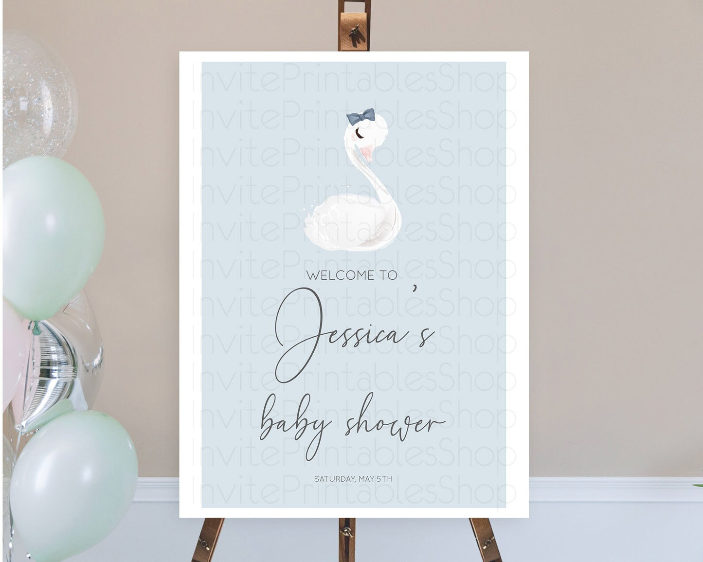 Swan Baby Shower Welcome Board Swan Princess Ballet Welcome Sign Enchanted Swan Lake Secret Garden Pastel Floral Swan Welcome Sign D10760