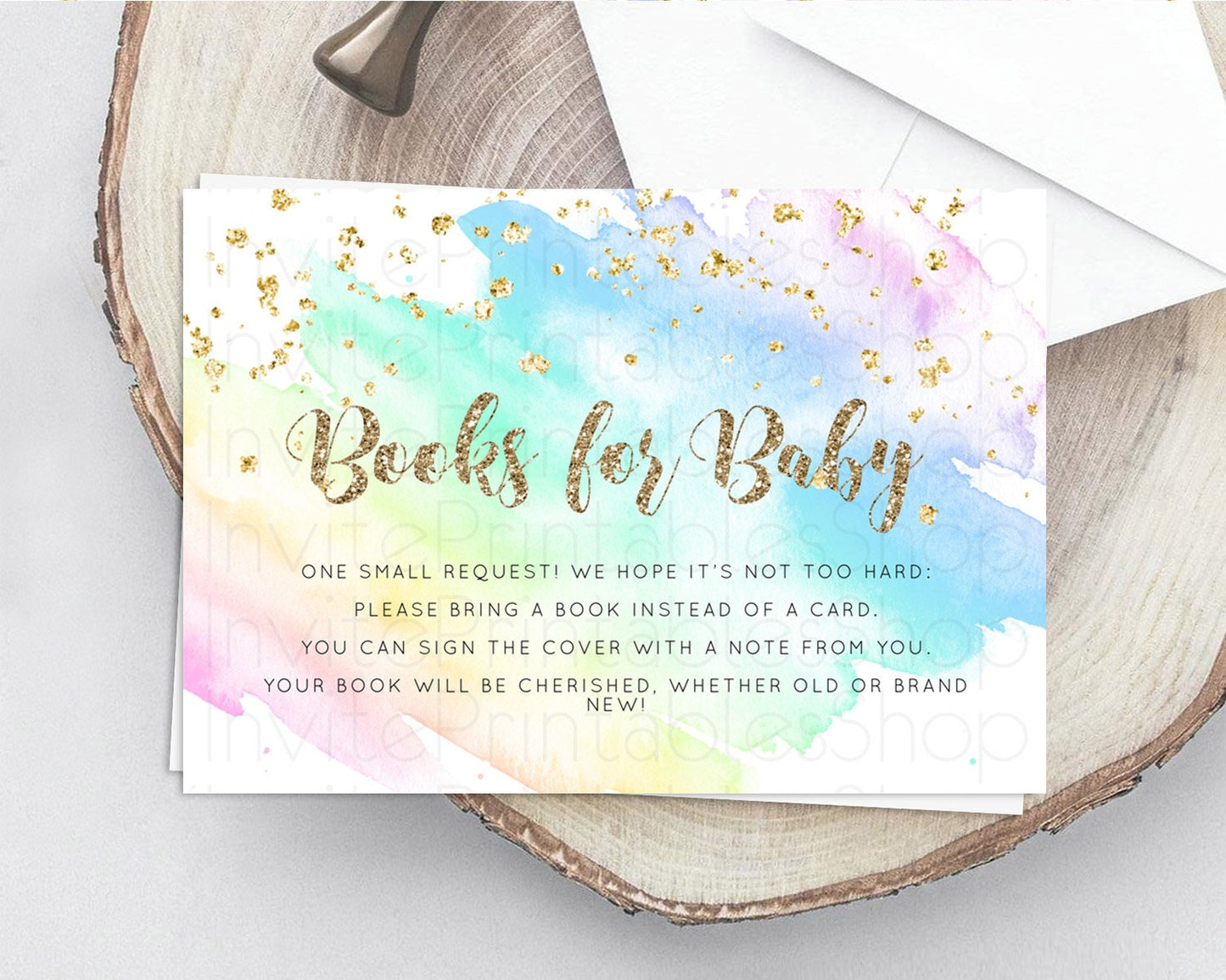 Pastel Books For Baby Card Pastel Rainbow Book Insert Colorful Ombre Watercolor Book Card Confetti Glitter Baby Book Poem Request D10637