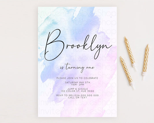 Editable Purple Birthday Invitation Purple Watercolor Invite Pastel Purple W