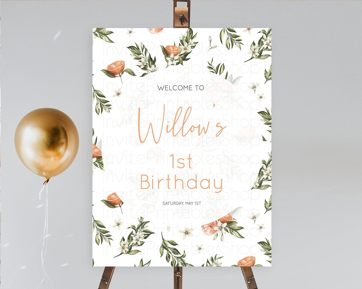 Citrus Welcome Sign Lemon Welcome Sign Orange Welcome Sign Citrus Welcome Poster Citrus Floral Décor First Birthday Welcome Sign D10545