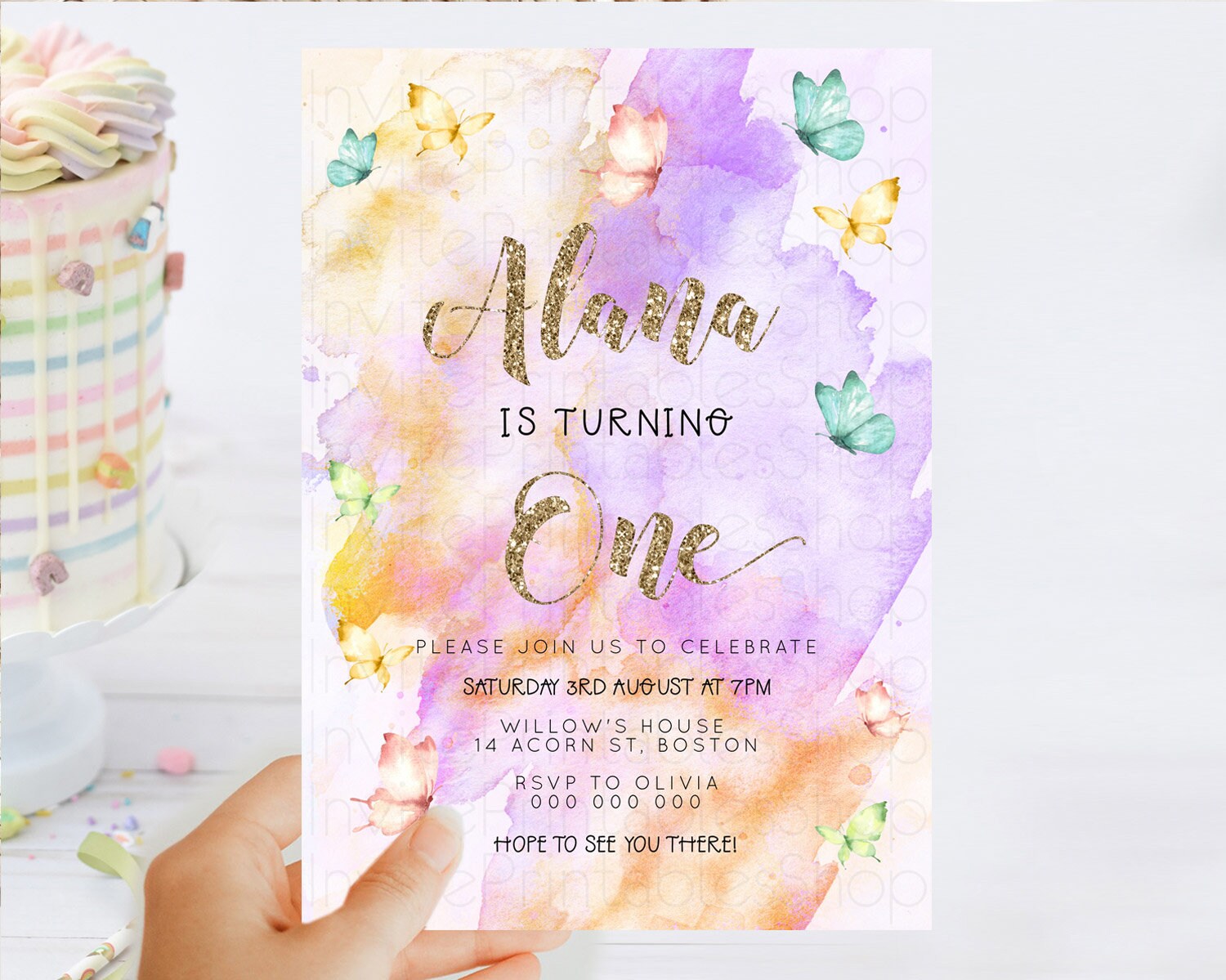Editable Pastel Butterfly Birthday Invitation Butterfly Birthday Invitation