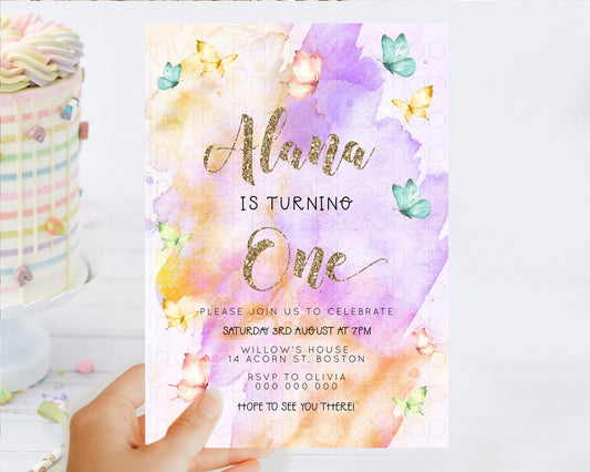 Editable Pastel Butterfly Birthday Invitation Butterfly Birthday Invitation