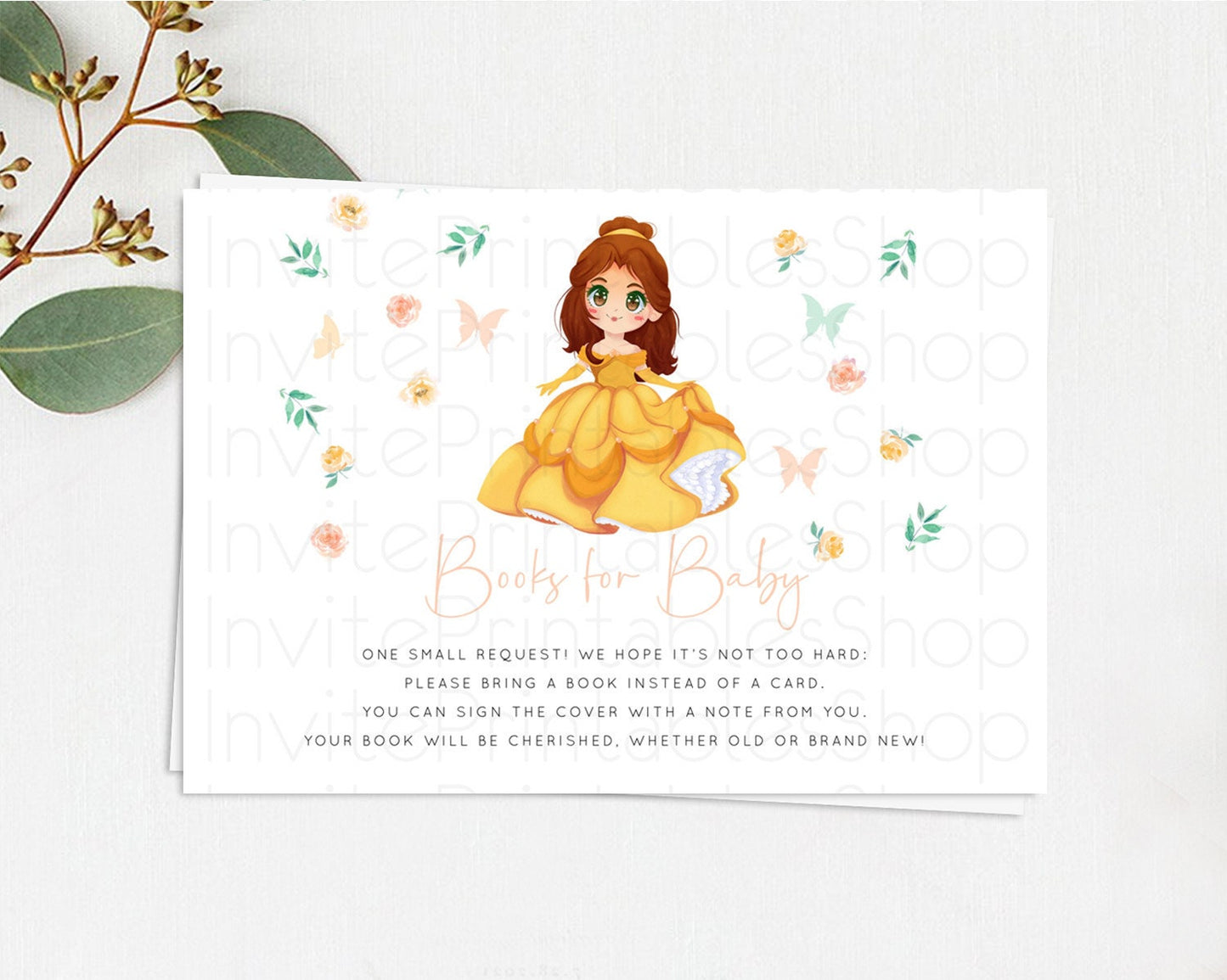 Princess Books For Baby Card Castle Book Card Insert Secret Garden Enchanted Castle Pastel Floral Garden Baby Shower Poem Request D10890