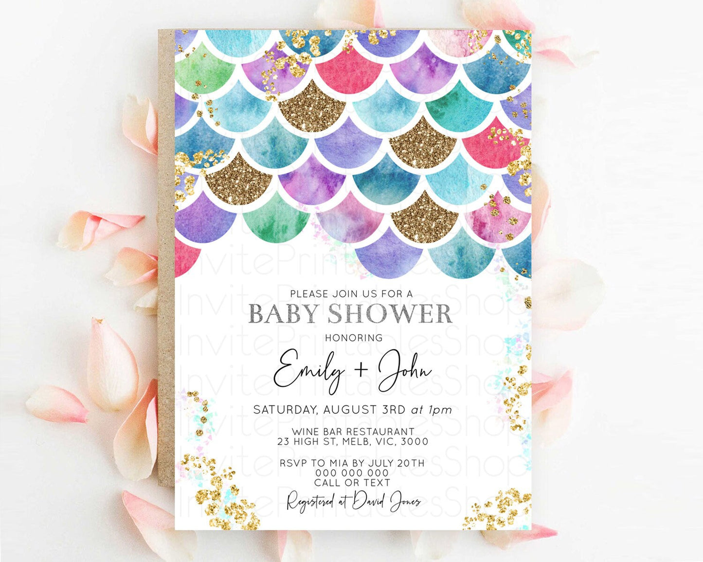 Rainbow Fish Baby Shower Invitation Rainbow Sea Baby Shower Invitation Watercolor Mermaid Invitation Under The Sea Invitation D10581