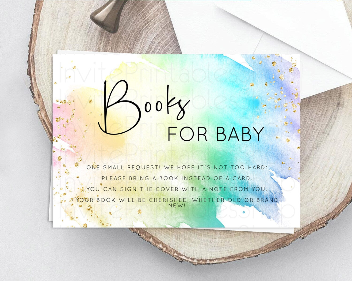 Editable Pastel Books For Baby Card Pastel Rainbow Book Insert Colorful Ombr