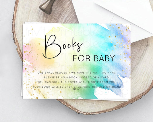 Editable Pastel Books For Baby Card Pastel Rainbow Book Insert Colorful Ombr