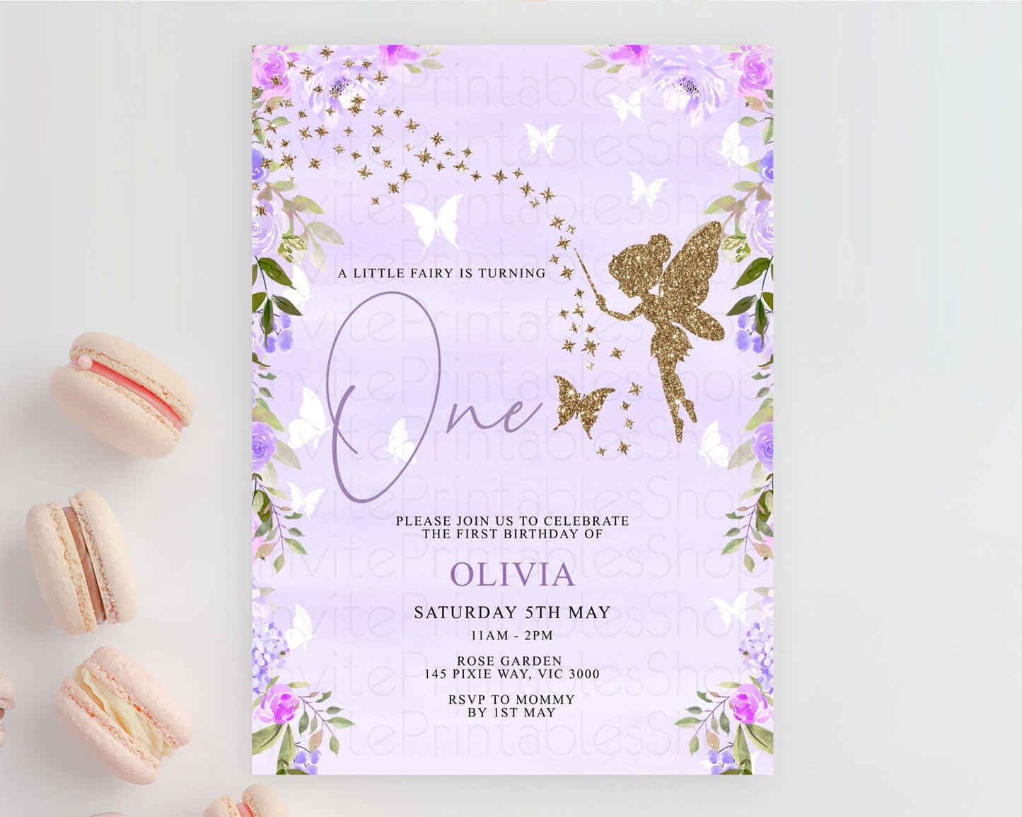 Fairy Birthday Invitation Fairy Invites Fairy Tea Party Fairy Garden Birthday Secret Garden Enchanted Garden Pastel Floral Butterfly D10910