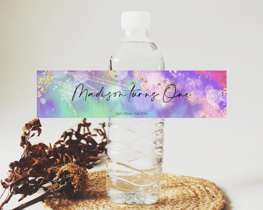 Editable Pastel Water Label Template Pastel Ombre Rainbow Watercolor Colorfu