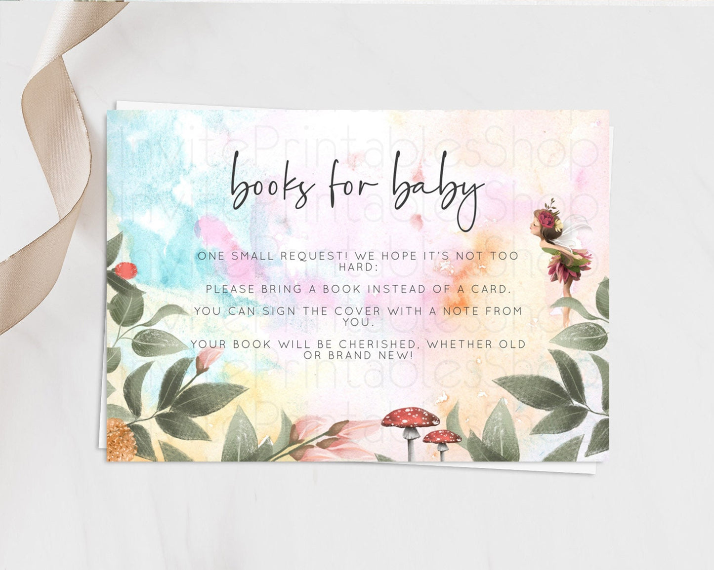 Fairy Books For Baby Card Fairy Book Insert Enchanted Garden Fairy Book Card Pastel Floral Butterfly Cards Secret Garden Book Poem D10555