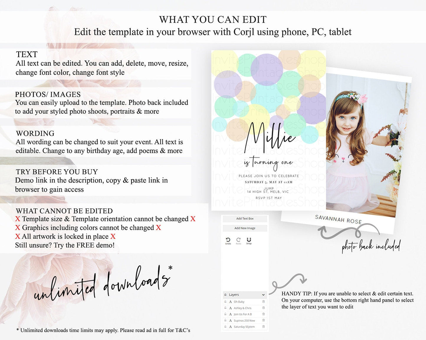 Pastel Birthday Invitation Pastel Confetti Birthday Invitation Bubbles Invitation Colorful Rainbow Confetti 2nd 1st First Birthday D10414