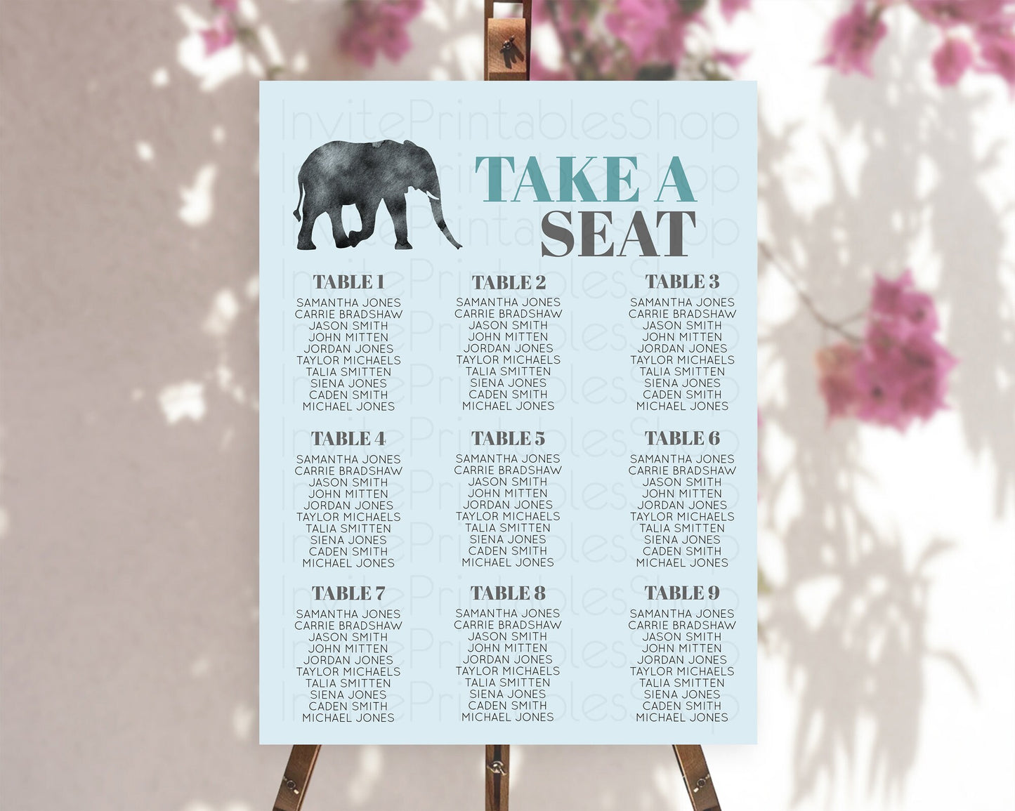 Elephant Seating Chart Elephant Seating Sign Elephant Party Safari Adventure Elephant Take A Seat Elephant Décor Zoo Fern Palm Leaf D10802