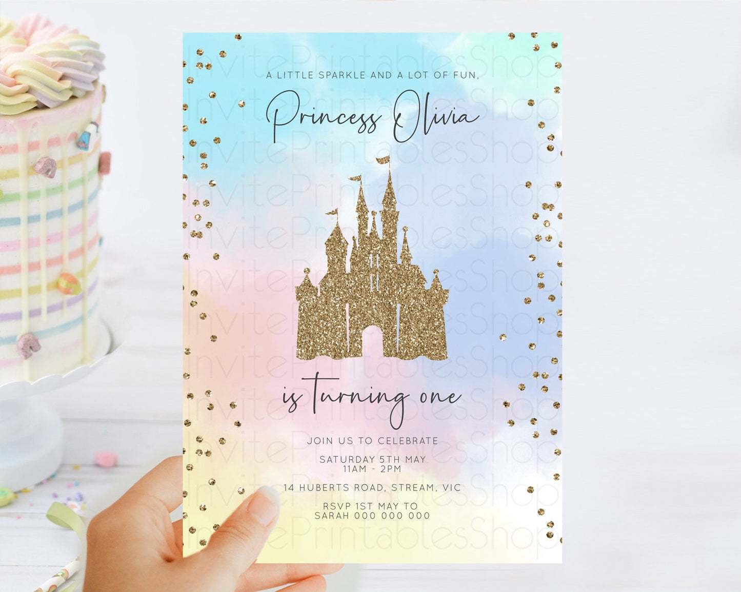 Editable Princess Birthday Invitation Princess Invitation Pastel Invitation