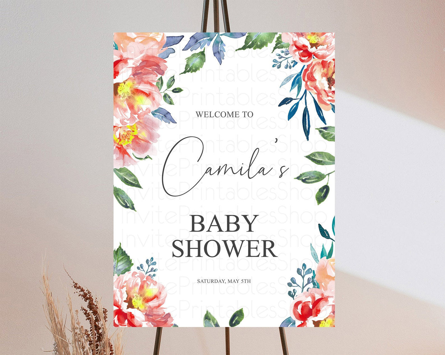 Secret Garden Baby Shower Welcome Sign Wildflower Welcome Board Pastel Flower Garden Welcome Poster Boho Wildflower Welcome Sign D10751