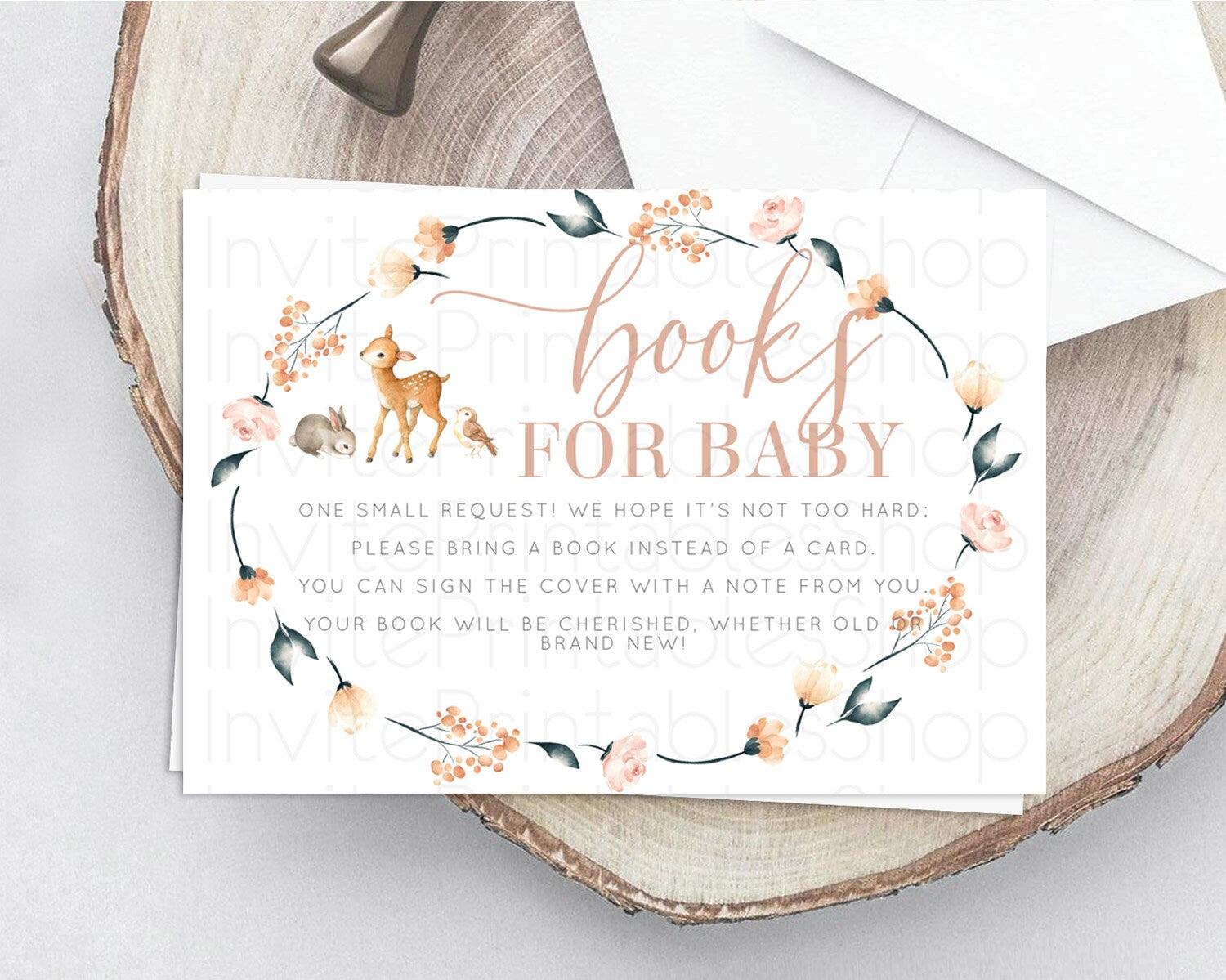 Editable Fawn Books For Baby Card Deer Book Insert Floral Deer Book Card Enc