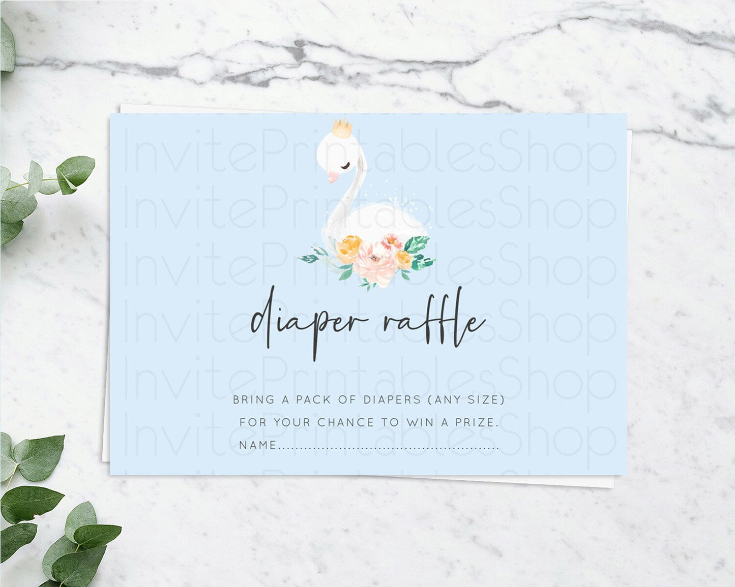 Swan Diaper Raffle Card Swan Princess Ballet Diaper Raffle Insert Enchanted Swan Lake Diaper Ticket Secret Garden Floral Raffle Game D10903