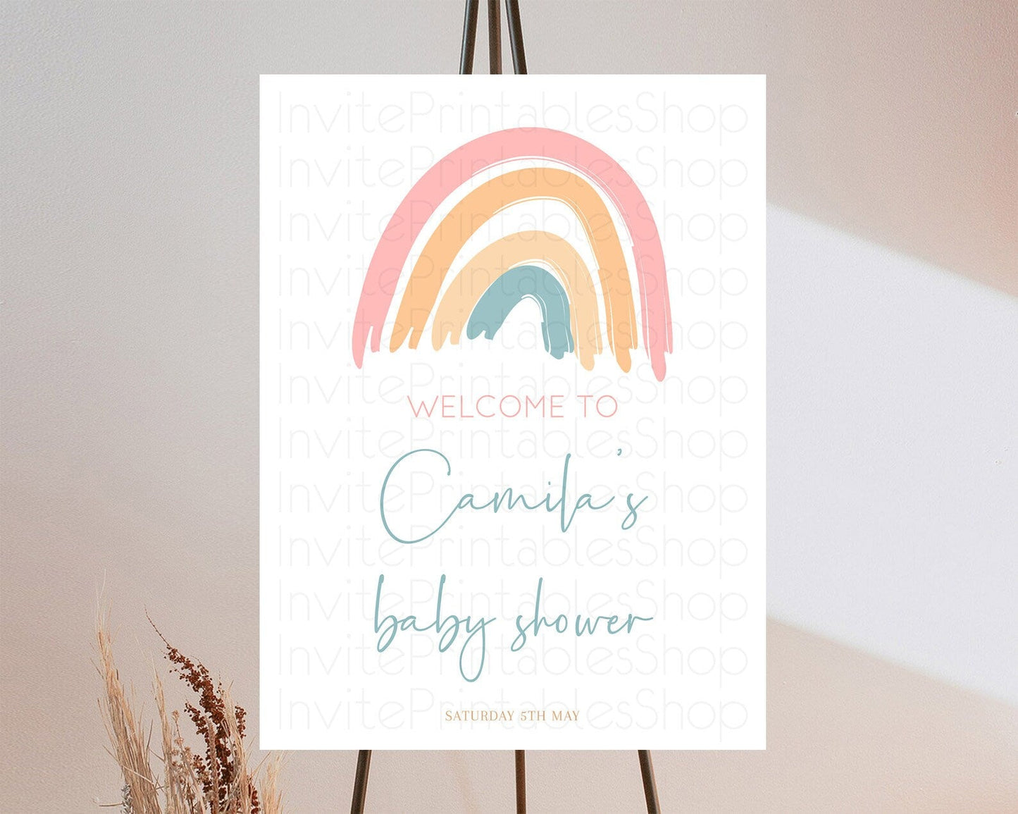 Pastel Rainbow Baby Shower Welcome Sign Boho Rainbow Welcome Board Rainbow Welcome Sign Pastel Welcome Decor Rainbow Welcome Sign D10351
