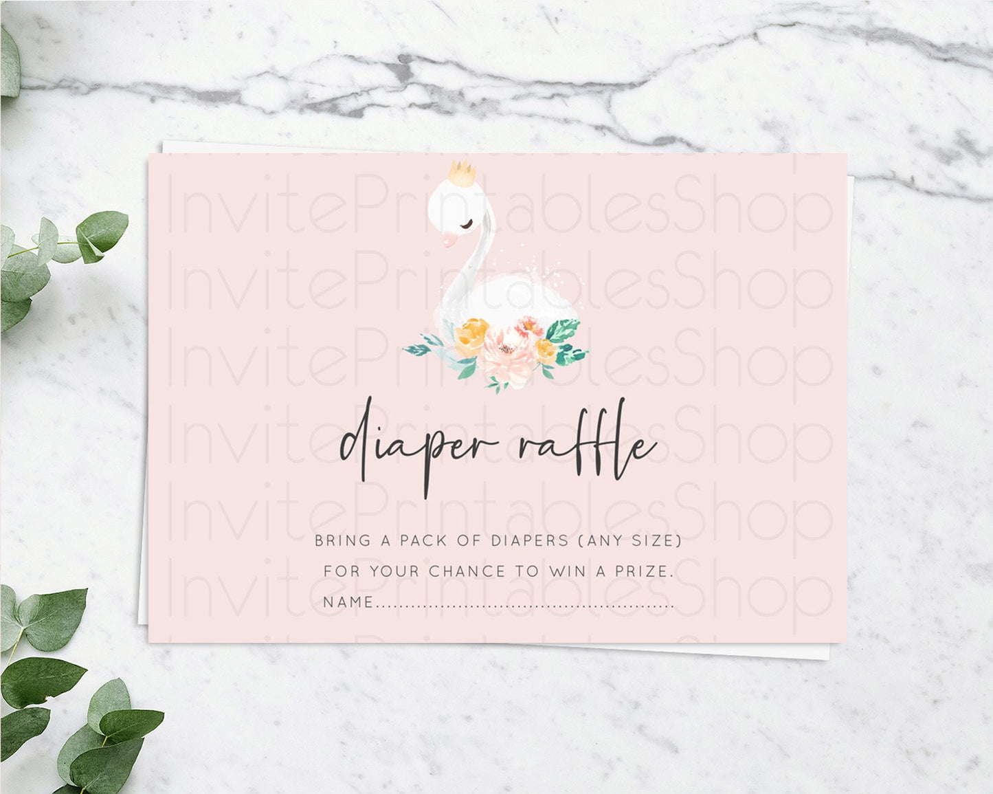 Swan Diaper Raffle Card Swan Princess Ballet Diaper Raffle Insert Enchanted Swan Lake Diaper Ticket Secret Garden Floral Raffle Game D10388