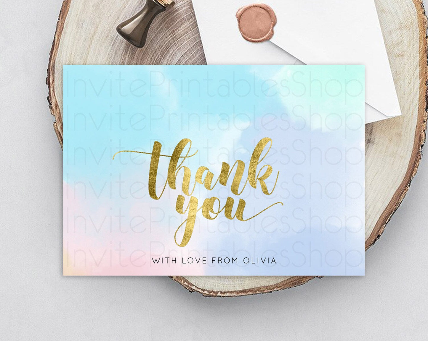 Pastel Thank You Rainbow Thank You Card Colorful Pastel Birthday Thank You Card Confetti Watercolor Pastel Teacher Thank You Cards D10892