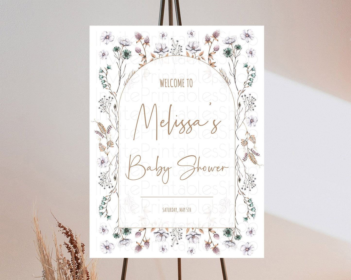 Secret Garden Baby Shower Welcome Sign Wildflower Welcome Board Pastel Flower Garden Welcome Poster Boho Wildflower Welcome Sign D10604