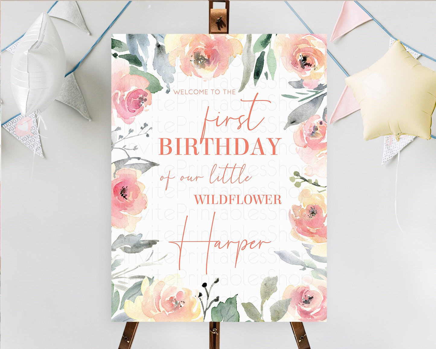 Secret Garden Welcome Sign Wildflower Welcome Board Pastel Flower Garden Welcome Poster Boho Wildflower First Birthday Welcome Sign D10778