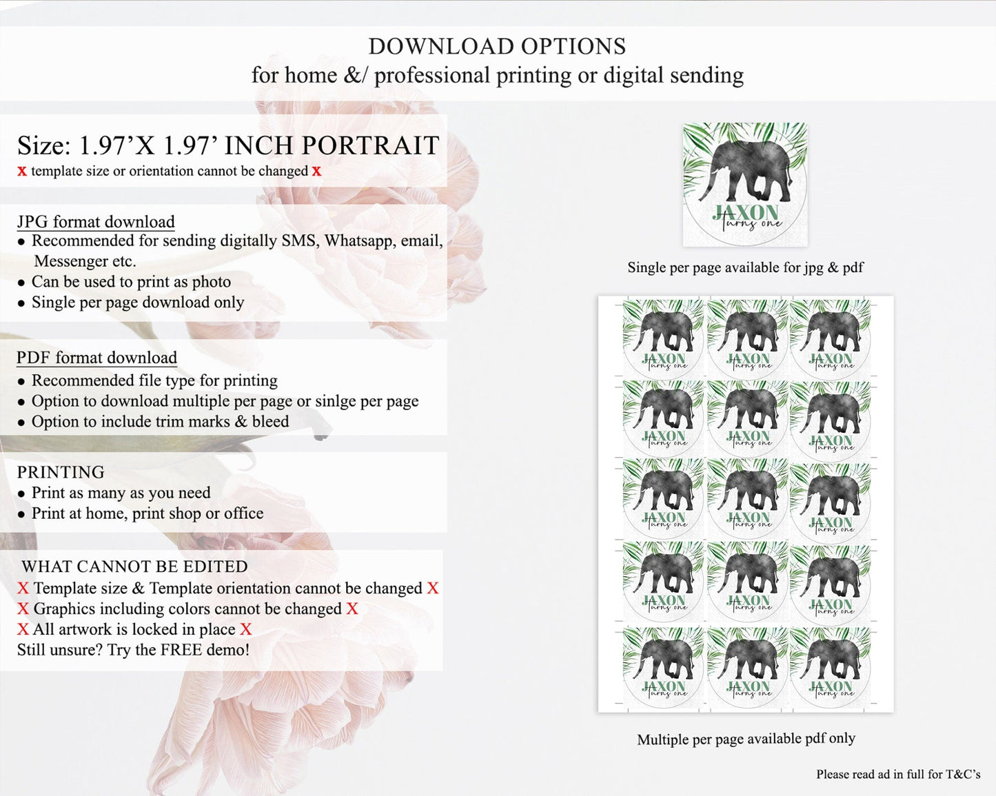 Elephant Cupcake Toppers Elephant Cupcake Elephant Party Safari Adventure Elephant Cupcake Topper Elephant Decor Zoo Fern Palm Leaf D10842