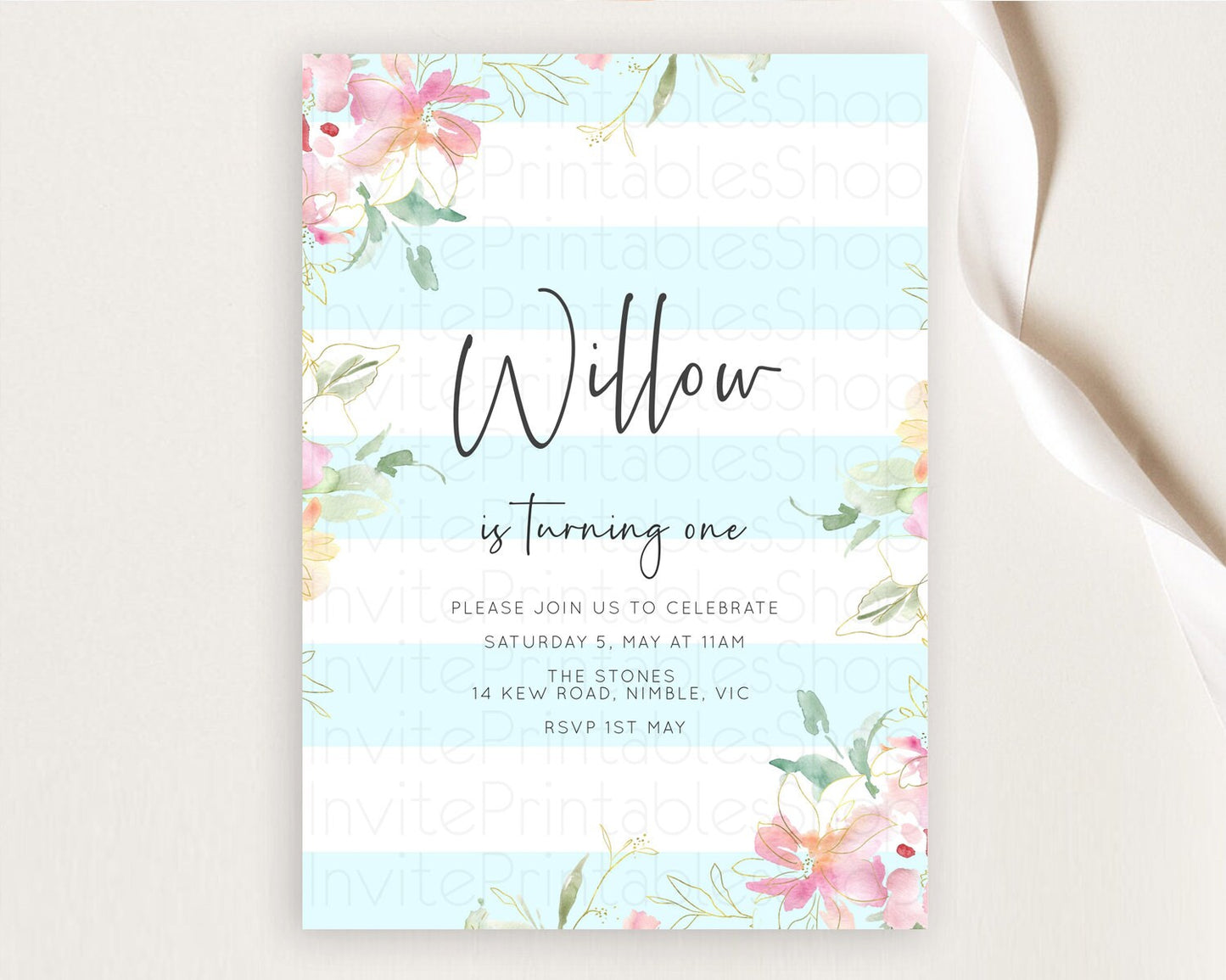 Secret Garden Invitation Wildflower Birthday Invitation Pastel Flowers Invite Enchanted Garden Boho Floral 3rd 2nd First Birthday D10303