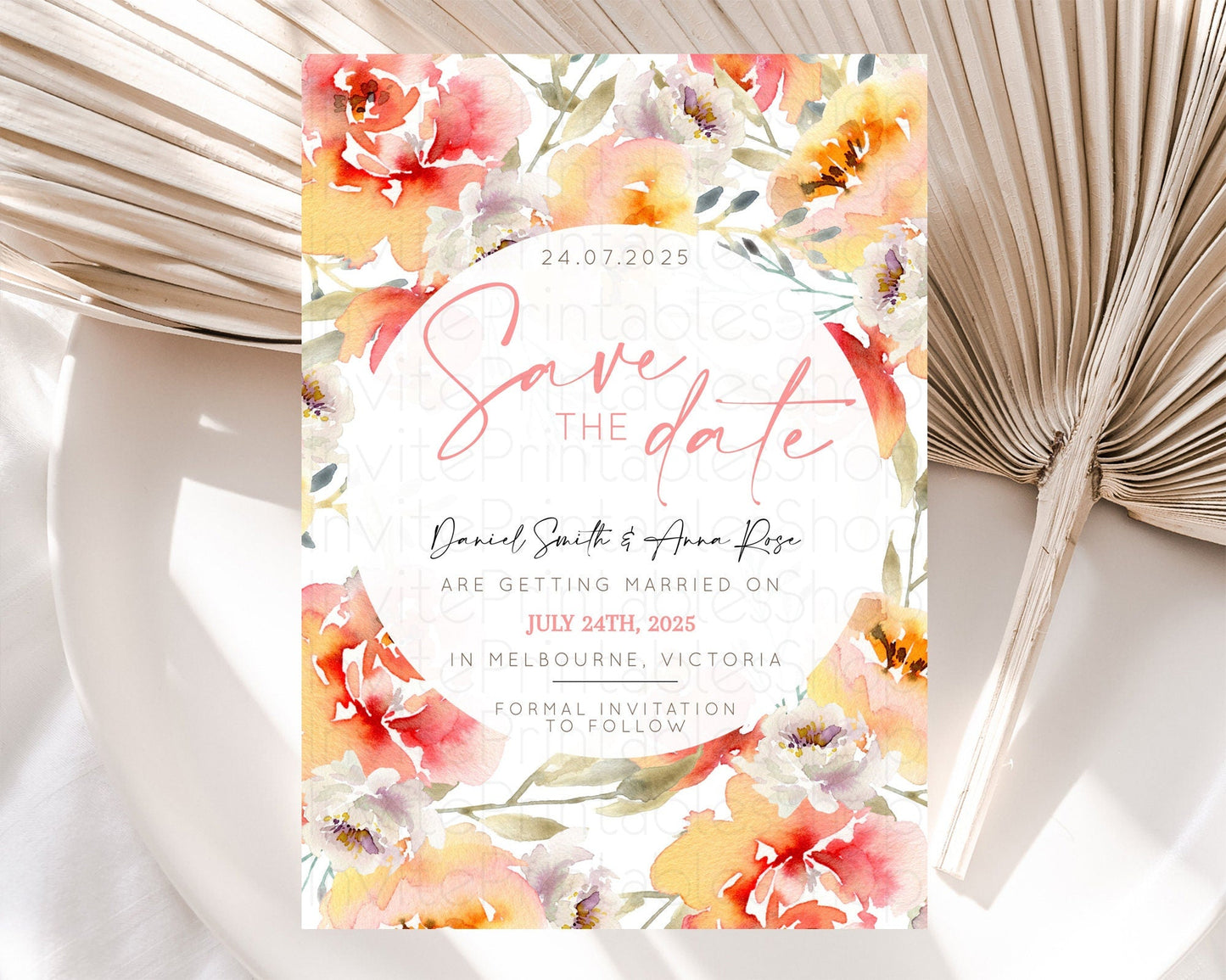 Wildflower Save The Date Template Secret Garden Save The Date Pastel Floral Garden Party Boho Flowers Birthday Baby Shower Wedding D10280