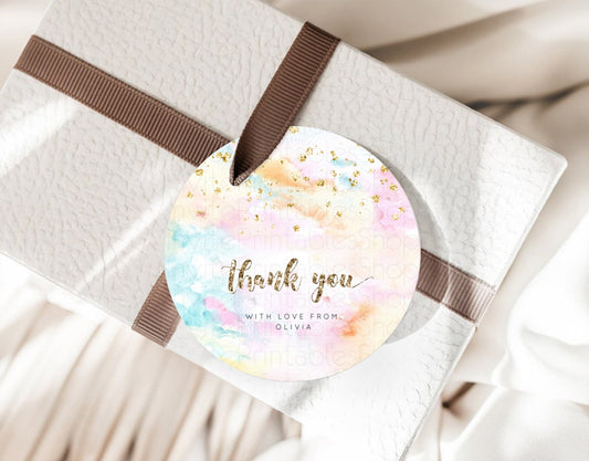 Editable Pastel Thank You Tags Rainbow Thank You Gift Tags Colorful Pastel F