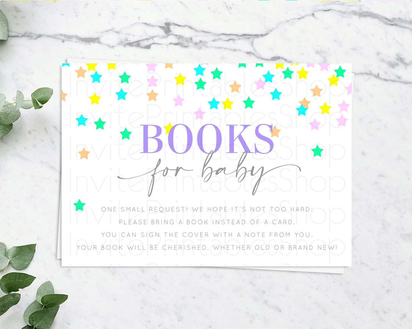 Pastel Star Books For Baby Card Shooting Star Book Insert Twinkle Little Star Book Card Rainbow Confetti Guests Book Poem Request D10395