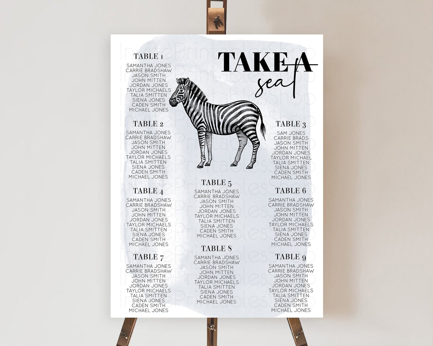 Zebra Seating Chart Zebra Seating Sign Zebra Take A Seating Chart Zebra Safari Adventure Decor Zoo Party Zebra Palm Leaf Décor D10814