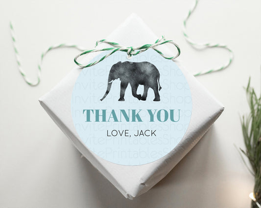 Elephant Thank You Tags Elephant Thank You Gift Tags Elephant Party Favor Tags Safari Zoo Decor Elephant First Birthday Thank You D10802