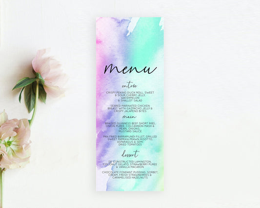 Editable Pastel Menu Pastel Rainbow Menu Template Colorful Pastel Table Deco
