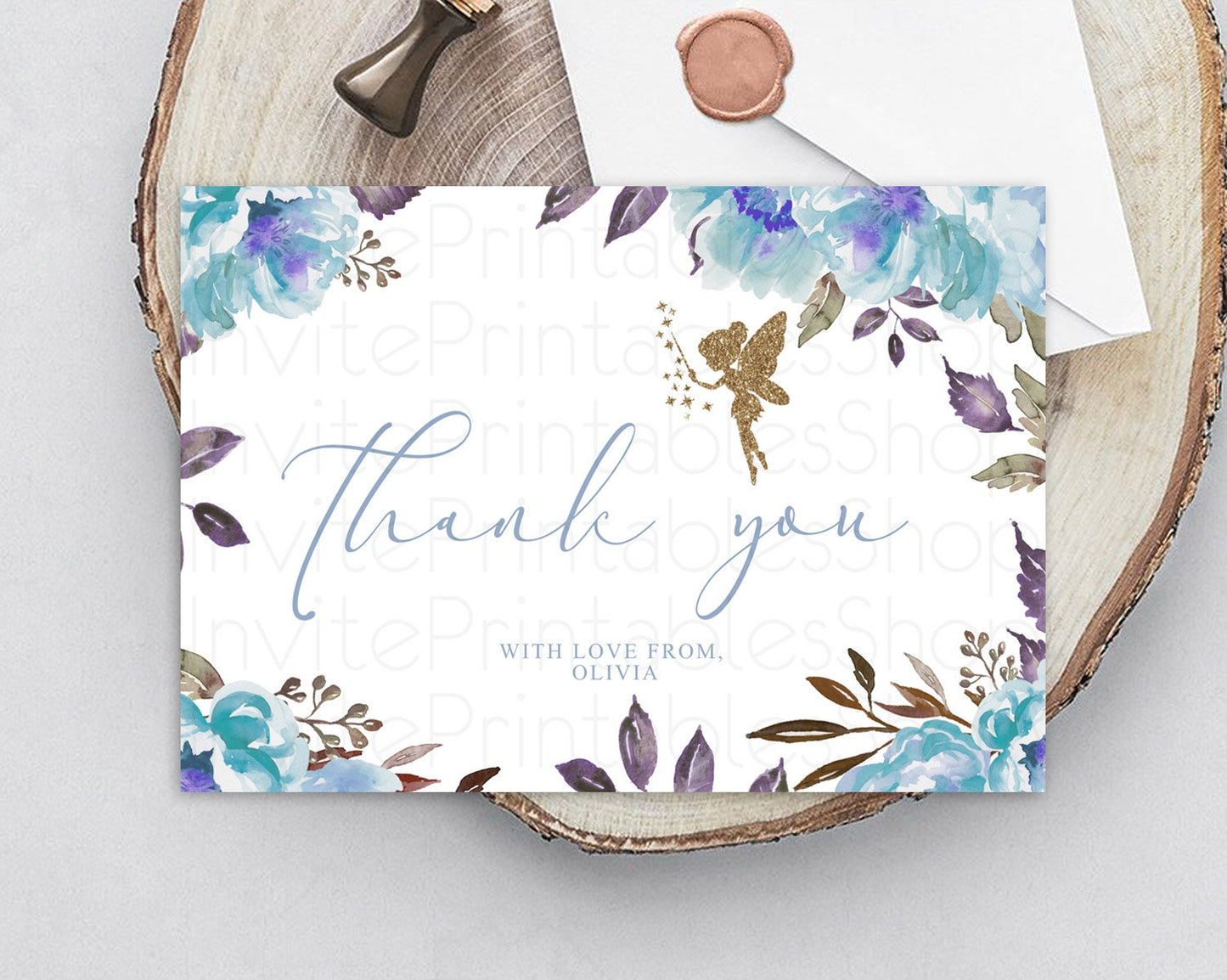 Fairy Thank You Fairy Thank You Card Enchanted Garden Pastel Butterfly Birthday Thank You Floral Secret Garden Teacher Thank You D10728