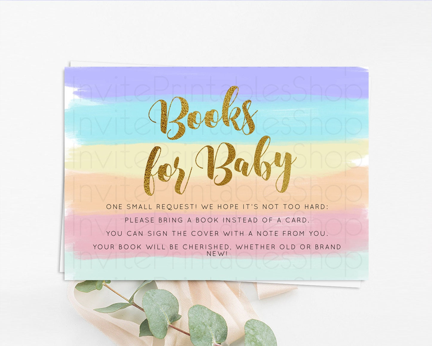 Pastel Books For Baby Card Pastel Rainbow Book Insert Colorful Ombre Watercolor Book Card Confetti Glitter Baby Book Poem Request D10510